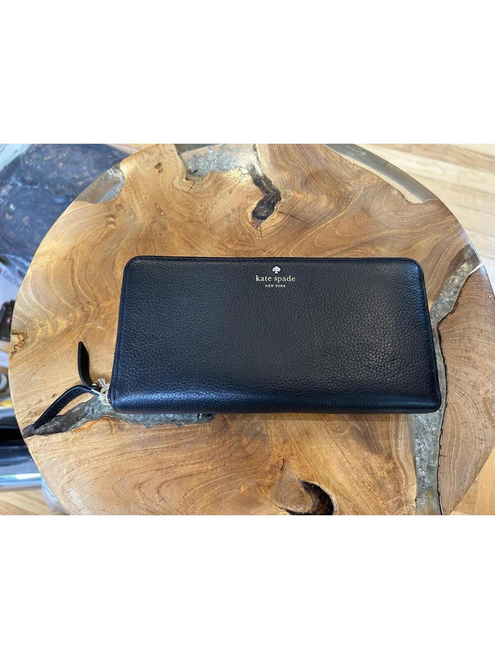 Kate Spade Black Leather Zip-Around Wallet